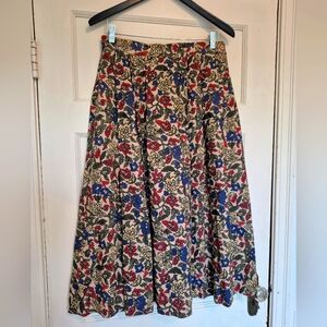 Cottage Core Talbots Vintage Linen Rayon Blend Skirt With Pockets Midi Length